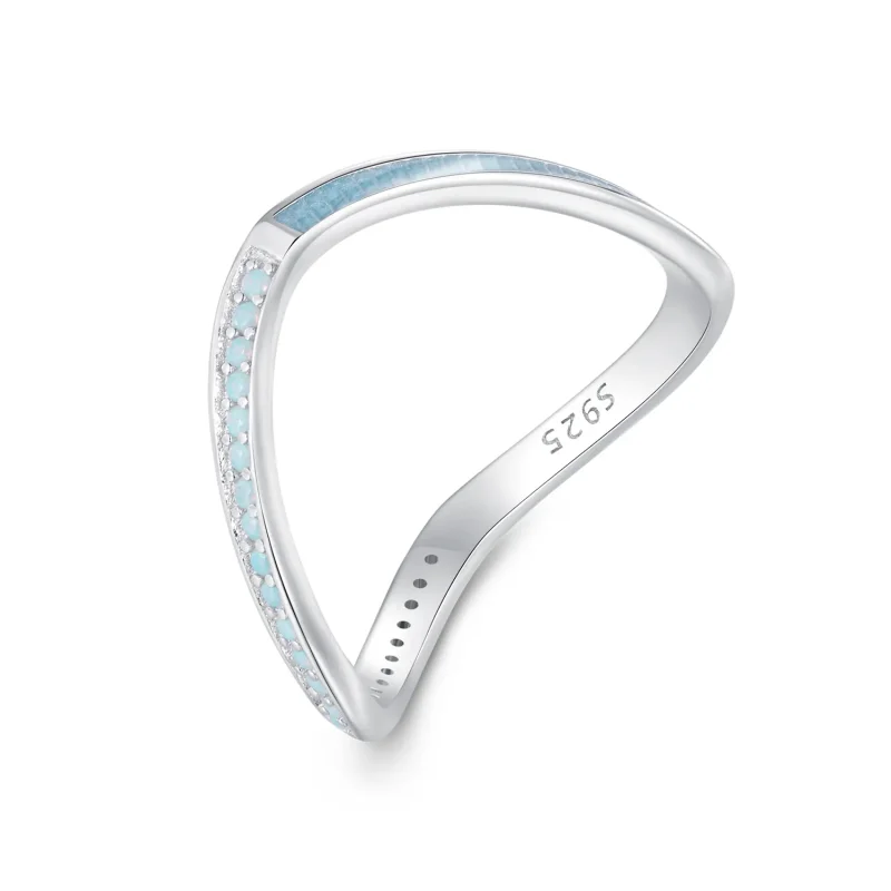 (kép) Pandora stílusú kék kívánság csont gyűrű - SCR945-LB