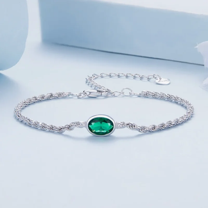 (kép) Pandora stílusú könnyű luxus zöld cirkónia Chopard karkötő - BSB116 - Megtekintés 2