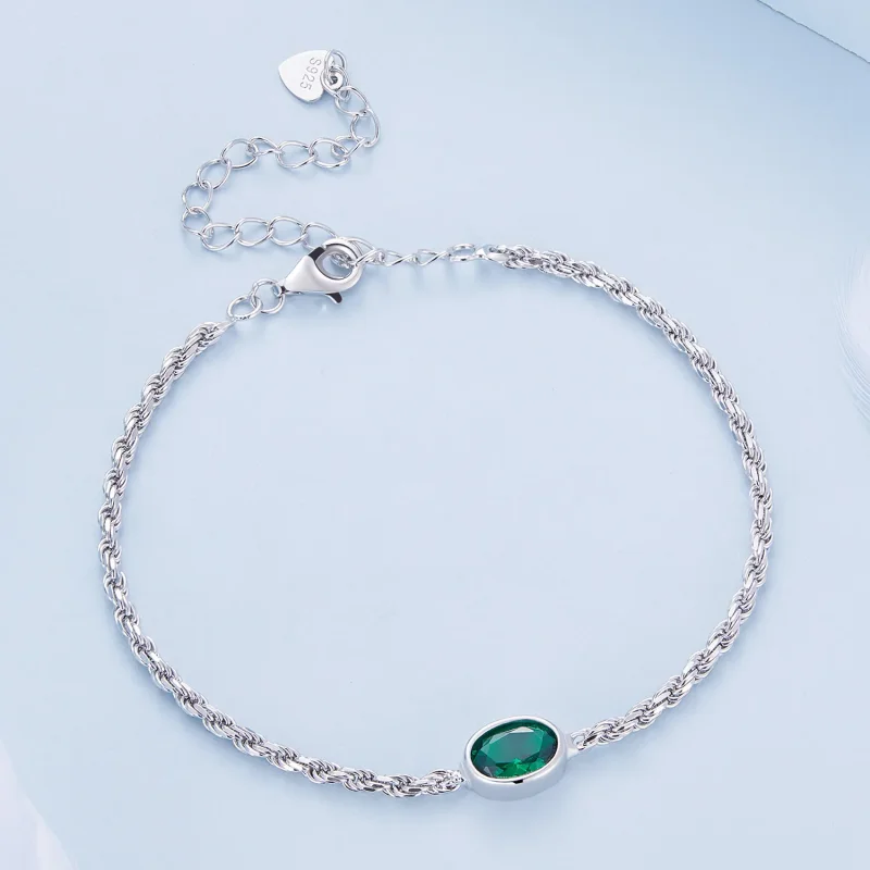 (kép) Pandora stílusú könnyű luxus zöld cirkónia Chopard karkötő - BSB116 - Megtekintés 3