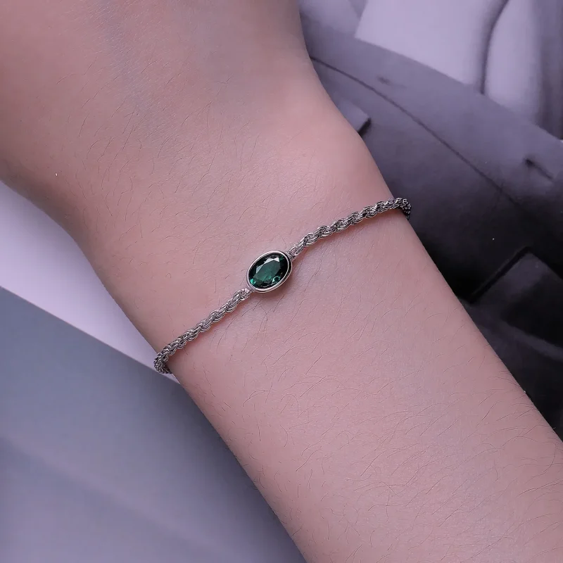 (kép) Pandora stílusú könnyű luxus zöld cirkónia Chopard karkötő - BSB116 - Megtekintés 5