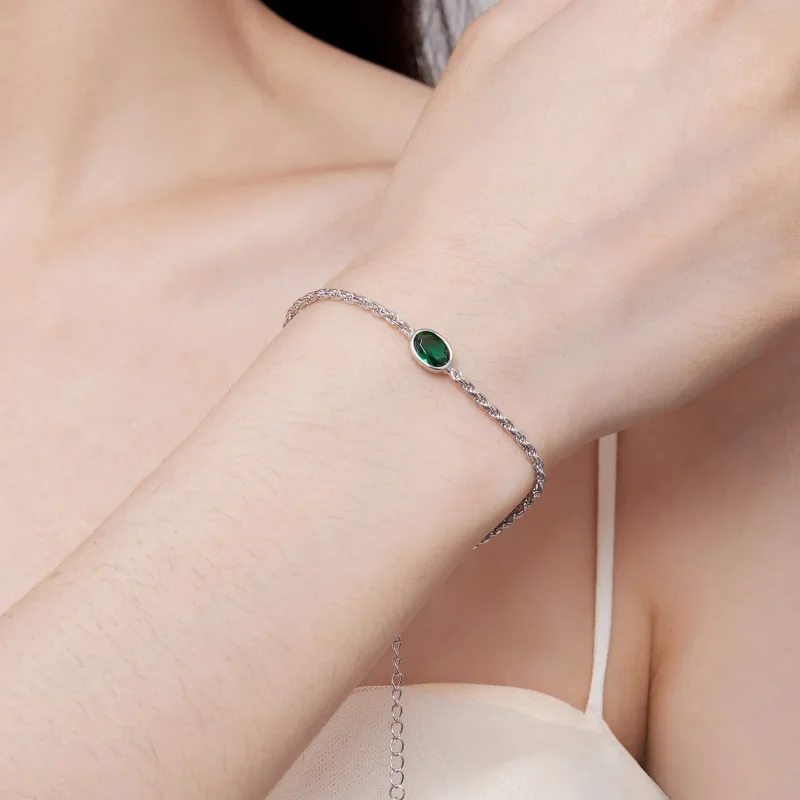 (kép) Pandora stílusú könnyű luxus zöld cirkónia Chopard karkötő - BSB116 - Megtekintés 6