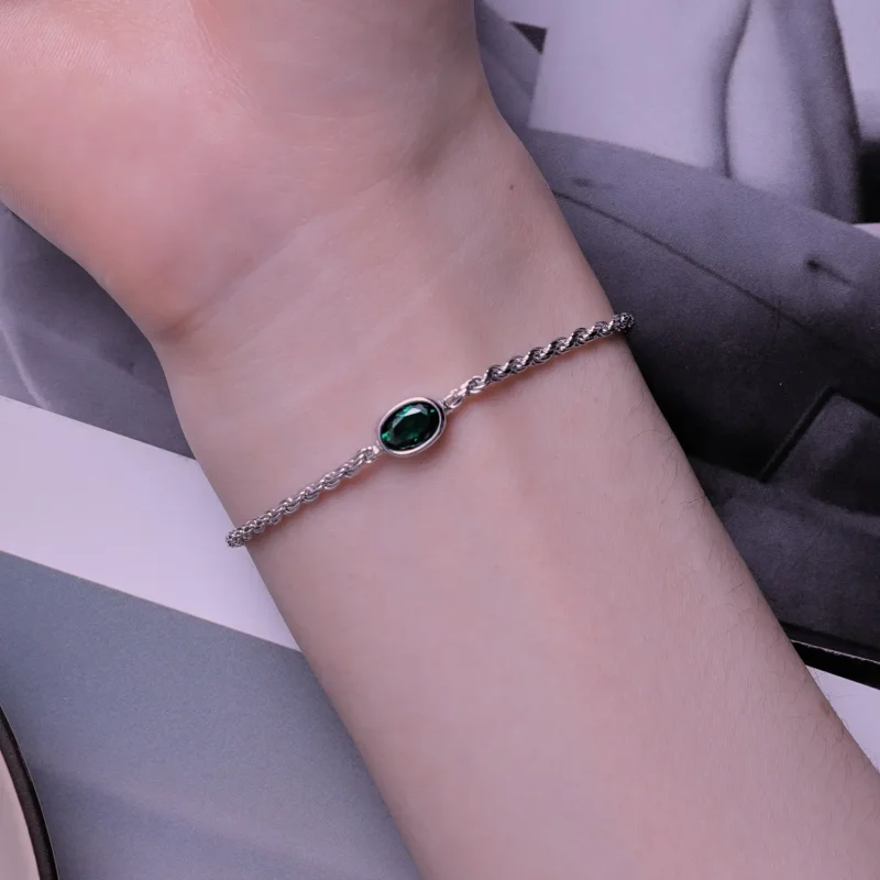 (kép) Pandora stílusú könnyű luxus zöld cirkónia Chopard karkötő - BSB116 - Megtekintés 7
