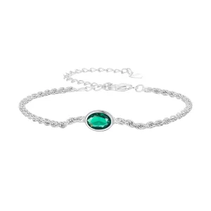 Pandora stílusú könnyű luxus zöld cirkónia Chopard karkötő - BSB116 (kép) Pandora stílusú könnyű luxus zöld cirkónia Chopard karkötő - BSB116
