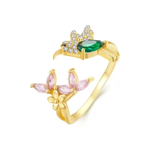 Pandora stílusú Kolibri Ajándék-S925 ezüst gyűrű - BSR016-B (kép) Pandora stílusú Kolibri Ajándék-S925 ezüst gyűrű - BSR016-B