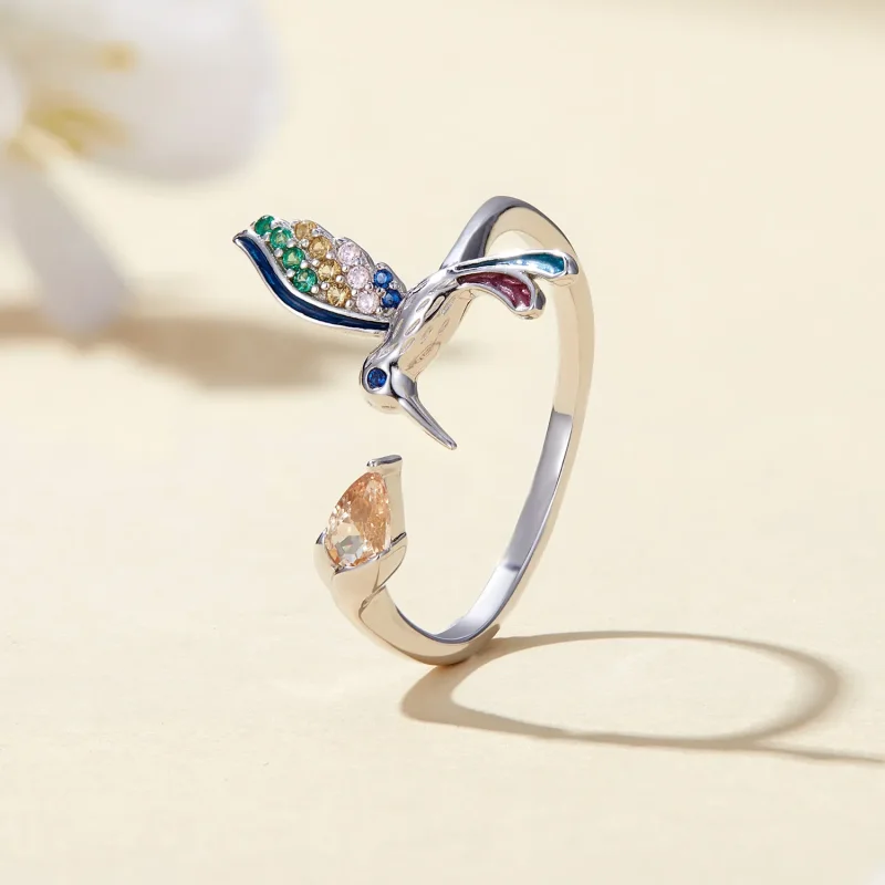(kép) Pandora stílusú Kolibri Nyitott Gyűrű - BSR391 - Megtekintés 2