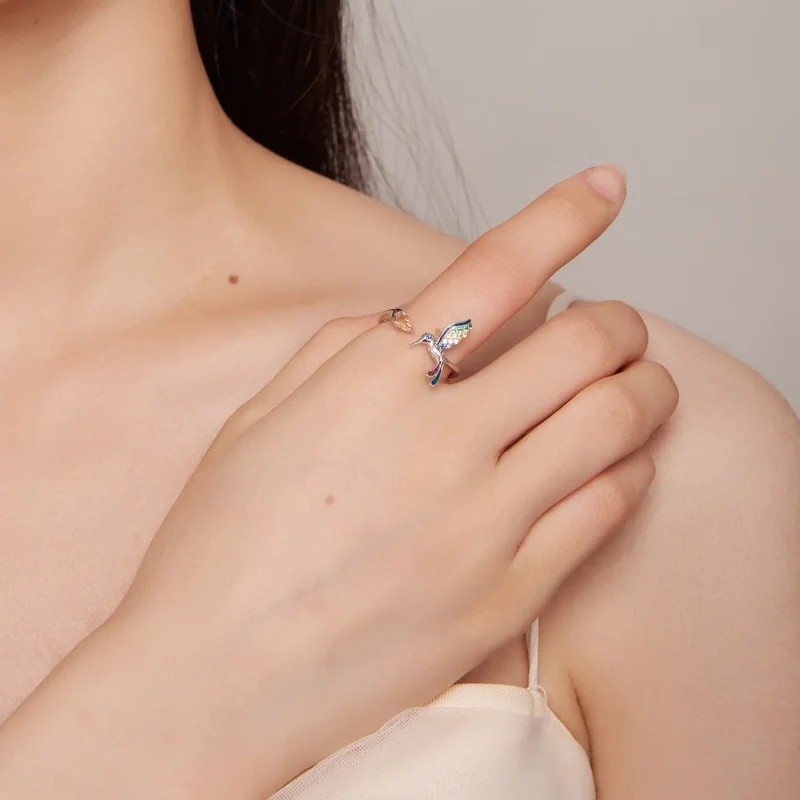 (kép) Pandora stílusú Kolibri Nyitott Gyűrű - BSR391 - Megtekintés 5