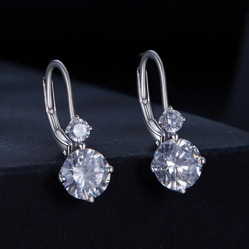 (kép) Pandora stílusú moissanite fülbevaló karika (két tanúsítvány) - MSE031 - Megtekintés 2