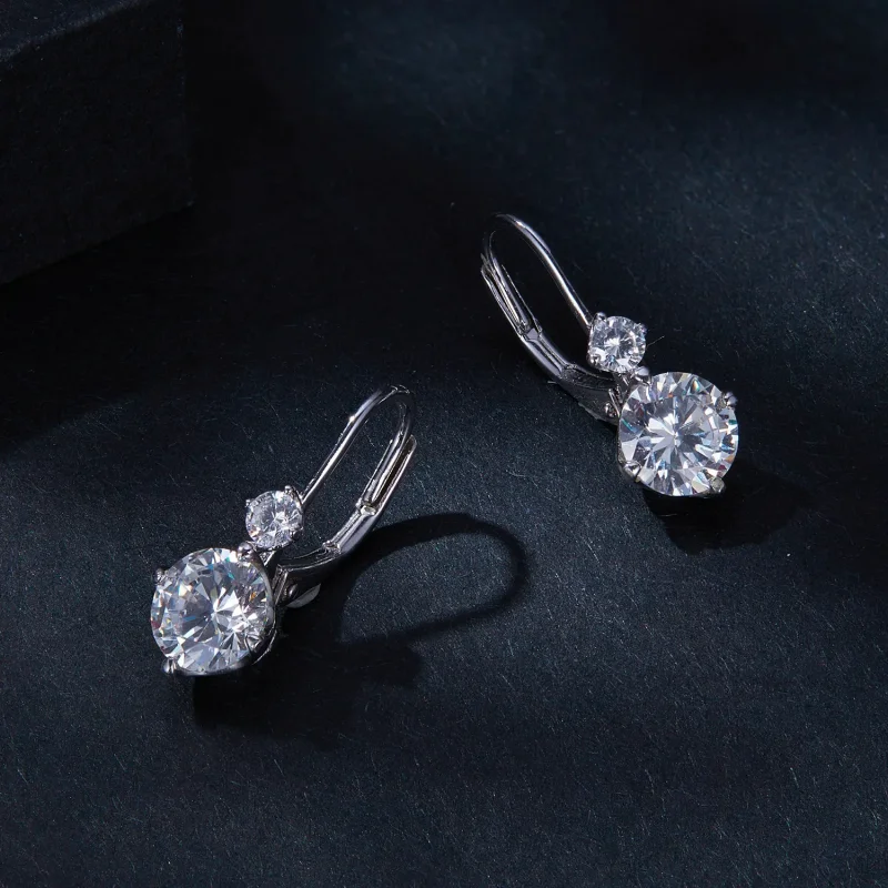 (kép) Pandora stílusú moissanite fülbevaló karika (két tanúsítvány) - MSE031 - Megtekintés 3