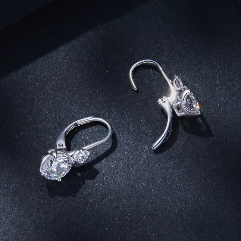 (kép) Pandora stílusú moissanite fülbevaló karika (két tanúsítvány) - MSE031 - Megtekintés 4
