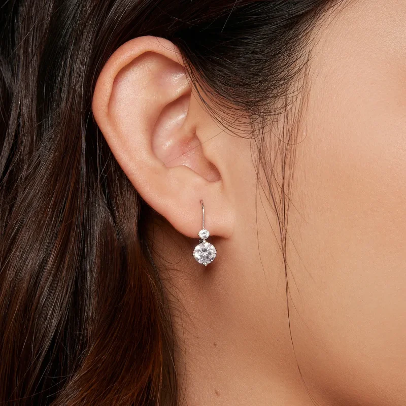 (kép) Pandora stílusú moissanite fülbevaló karika (két tanúsítvány) - MSE031 - Megtekintés 6