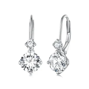 Pandora stílusú moissanite fülbevaló karika (két tanúsítvány) - MSE031 (kép) Pandora stílusú moissanite fülbevaló karika (két tanúsítvány) - MSE031