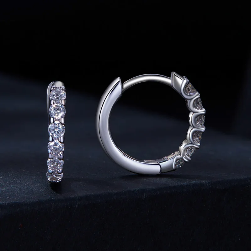 (kép) Pandora stílusú moissanite fülbevaló karika - MSE029 - Megtekintés 2
