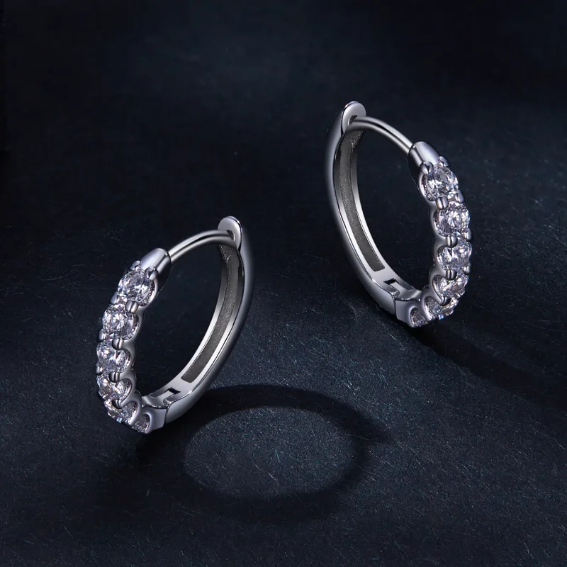 (kép) Pandora stílusú moissanite fülbevaló karika - MSE029 - Megtekintés 3