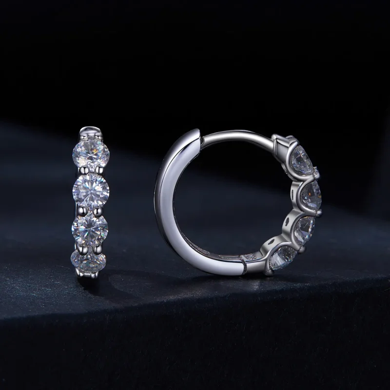 (kép) Pandora stílusú Moissanite fülbevaló körbe - MSE030 - Megtekintés 2