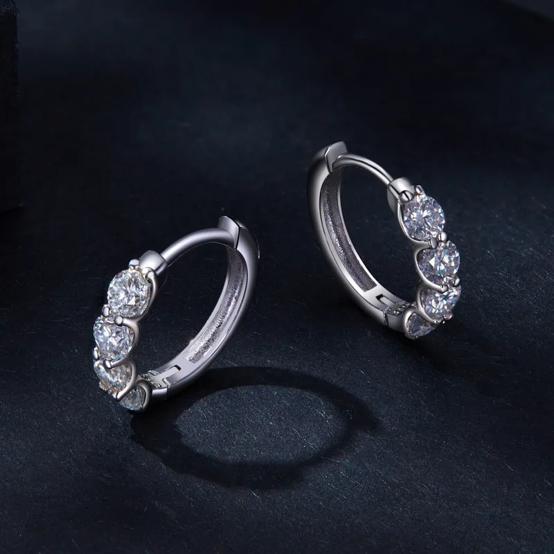 (kép) Pandora stílusú Moissanite fülbevaló körbe - MSE030 - Megtekintés 3