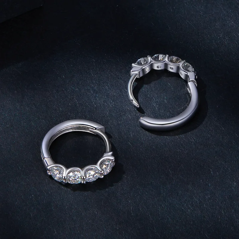 (kép) Pandora stílusú Moissanite fülbevaló körbe - MSE030 - Megtekintés 4