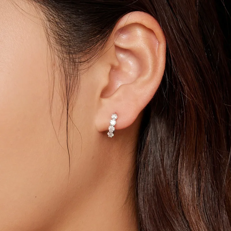 (kép) Pandora stílusú Moissanite fülbevaló körbe - MSE030 - Megtekintés 5