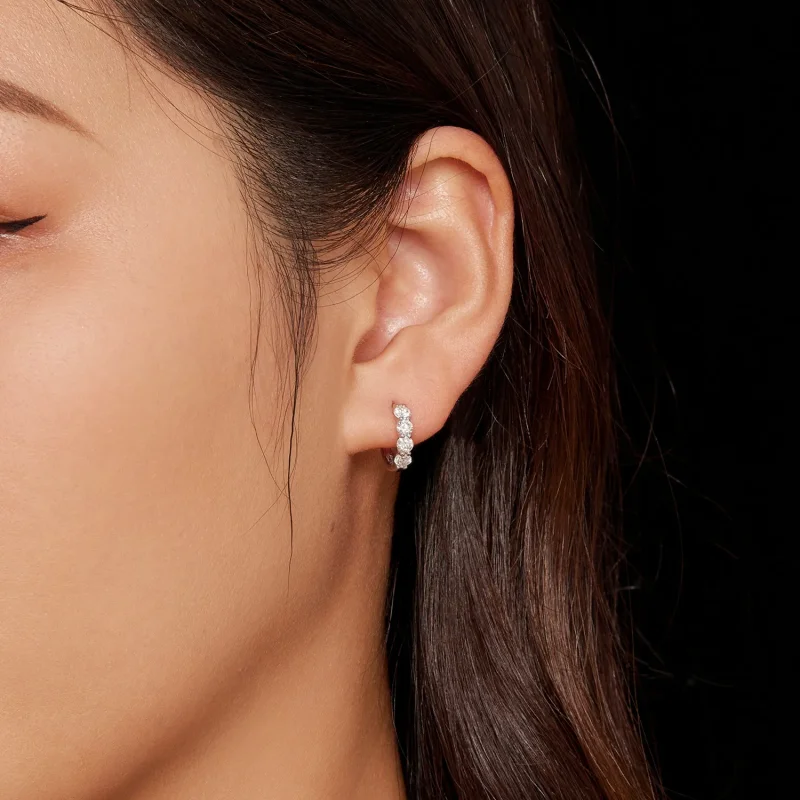 (kép) Pandora stílusú Moissanite fülbevaló körbe - MSE030 - Megtekintés 6