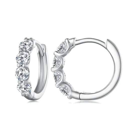 (kép) Pandora stílusú Moissanite fülbevaló körbe - MSE030