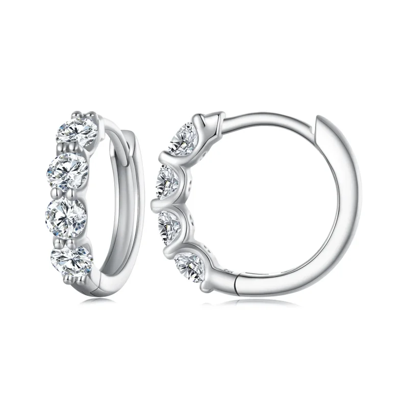 (kép) Pandora stílusú Moissanite fülbevaló körbe - MSE030