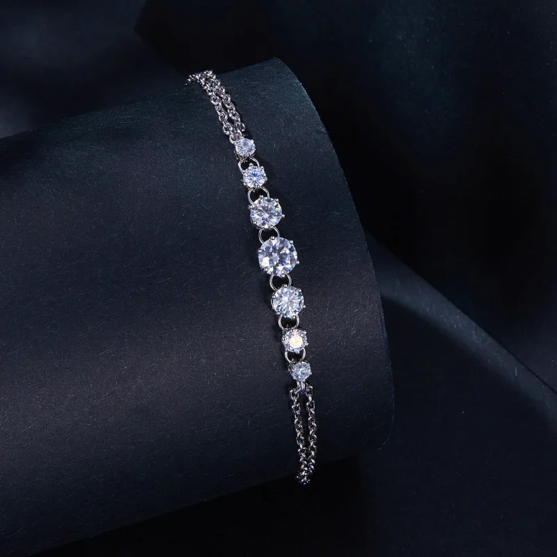 (kép) Pandora stílusú Moissanite karkötő (Egy tanúsítvány) - MSB008 - Megtekintés 2