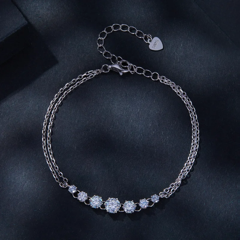 (kép) Pandora stílusú Moissanite karkötő (Egy tanúsítvány) - MSB008 - Megtekintés 3