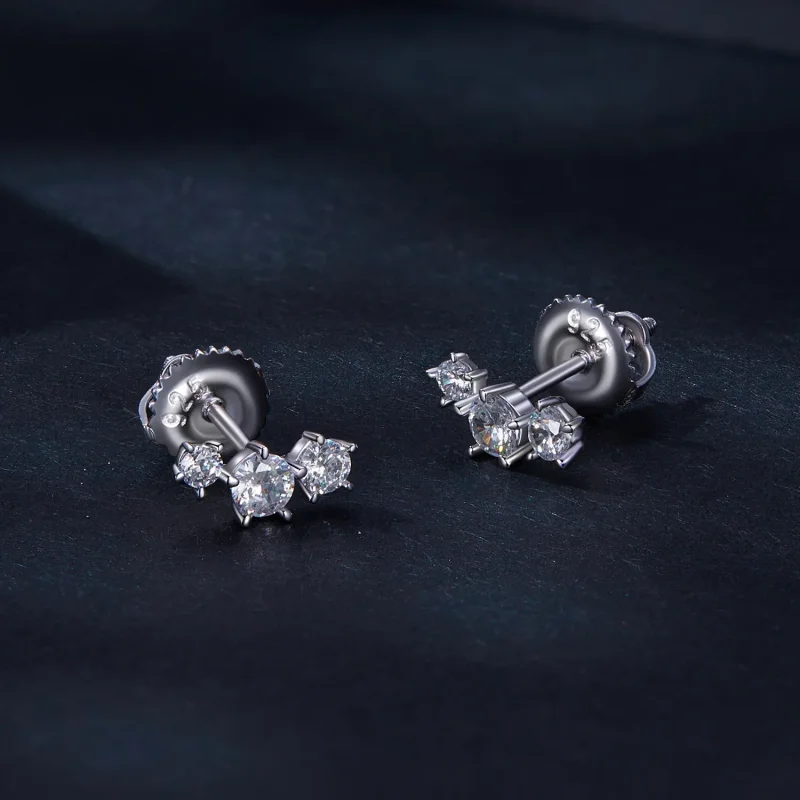 (kép) Pandora stílusú, moissanite köves fülbevalók (egy tanúsítvánnyal) - MSE034 - Megtekintés 2