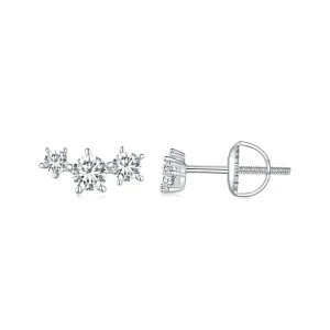 Pandora stílusú, moissanite köves fülbevalók (egy tanúsítvánnyal) - MSE034 (kép) Pandora stílusú, moissanite köves fülbevalók (egy tanúsítvánnyal) - MSE034