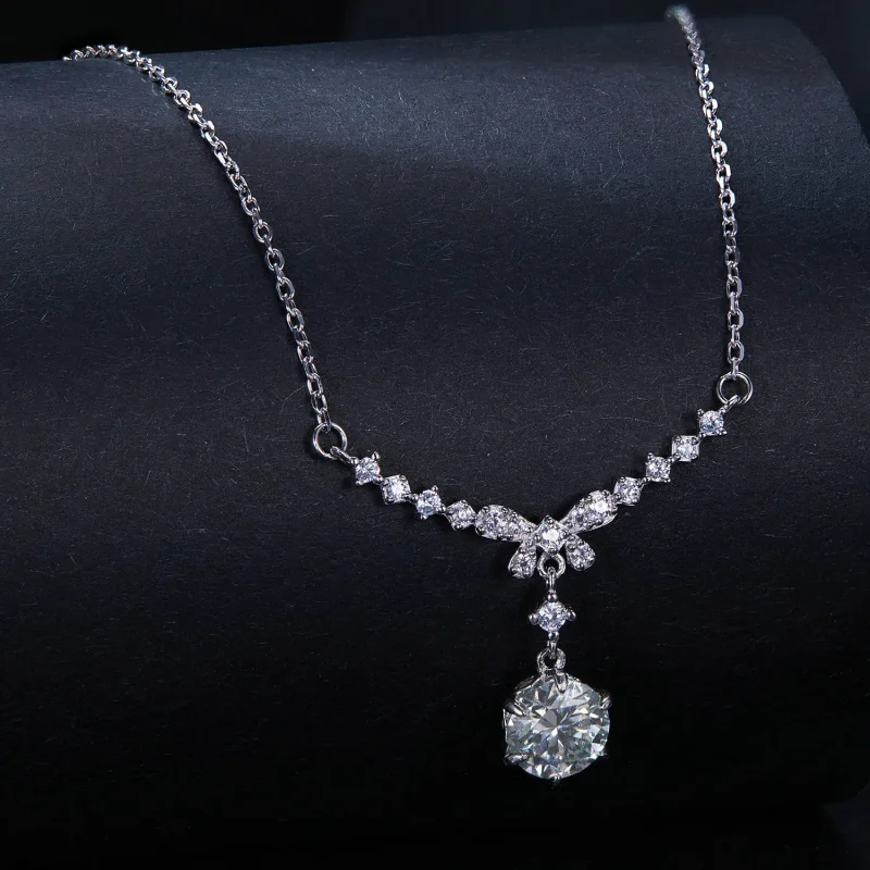 (kép) Pandora stílusú Moissanite nyaklánc (Egy igazolással) - MSN020 - Megtekintés 2