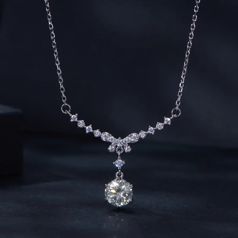 (kép) Pandora stílusú Moissanite nyaklánc (Egy igazolással) - MSN020 - Megtekintés 3