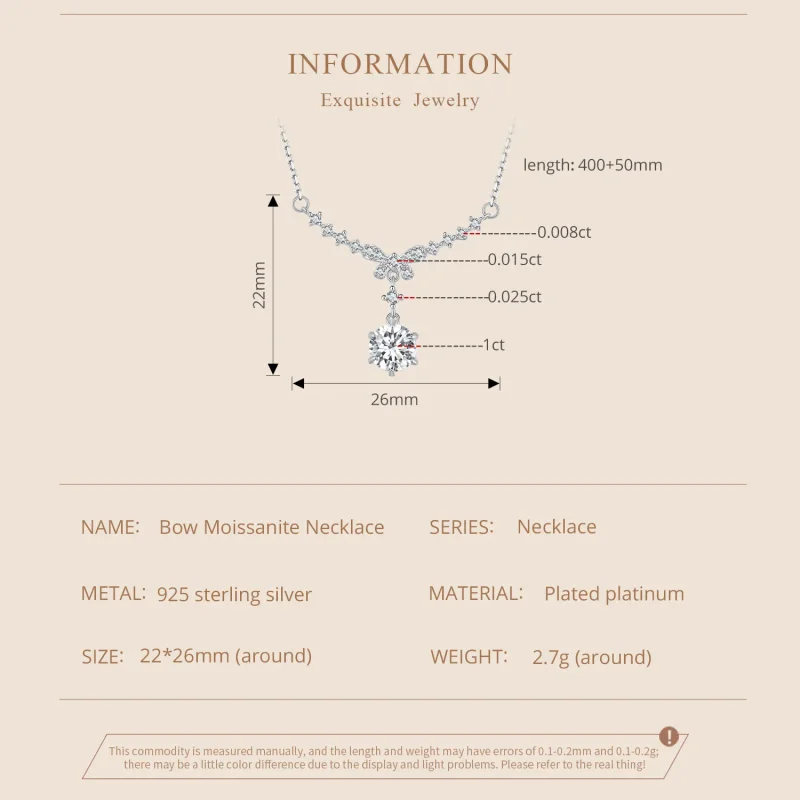 (kép) Pandora stílusú Moissanite nyaklánc (Egy igazolással) - MSN020 - Megtekintés 4