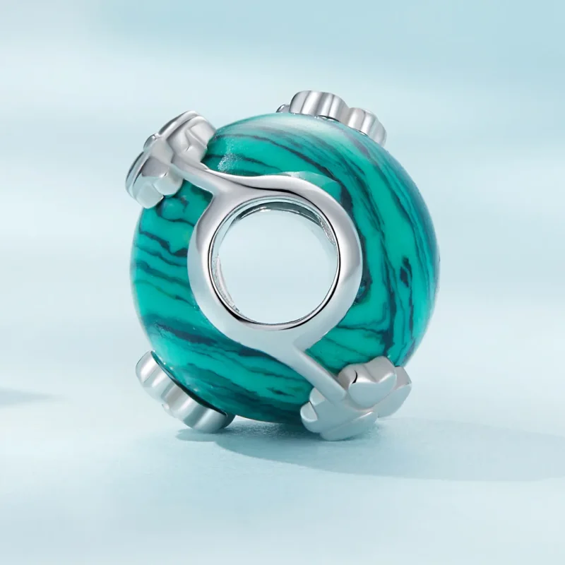 (kép) Pandora stílusú Négylevelű lóhere Malachit Charm - SCC2489 - Megtekintés 3