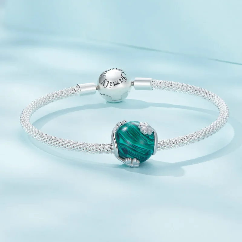 (kép) Pandora stílusú Négylevelű lóhere Malachit Charm - SCC2489 - Megtekintés 5