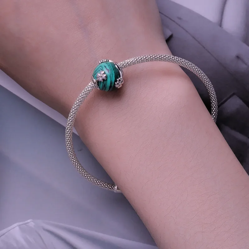 (kép) Pandora stílusú Négylevelű lóhere Malachit Charm - SCC2489 - Megtekintés 6