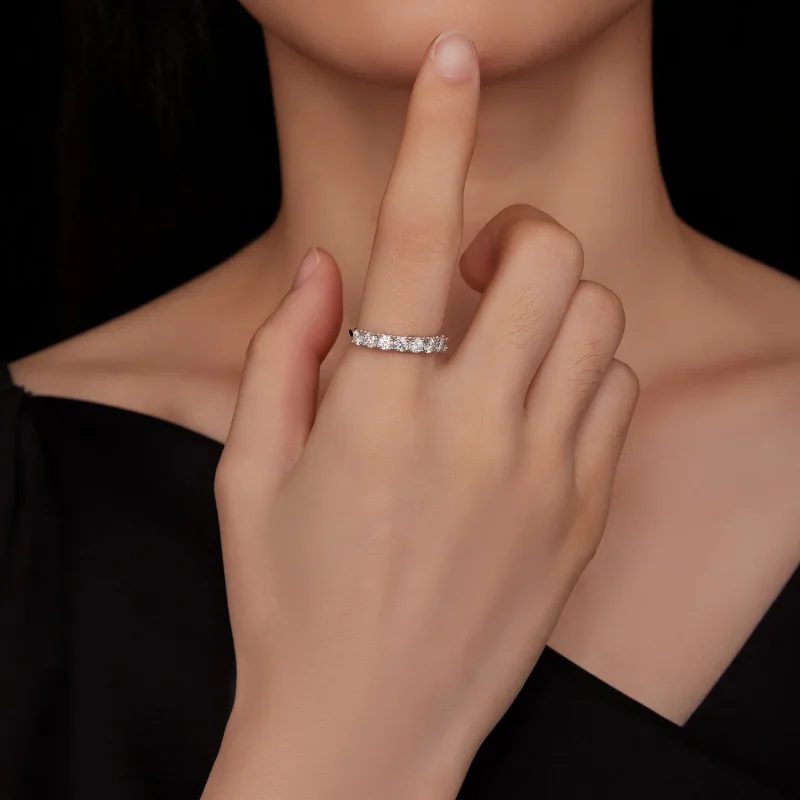 (kép) Pandora stílusú Patternmoissanite gyűrű (Egy tanúsítvány) - MSR015 - Megtekintés 8