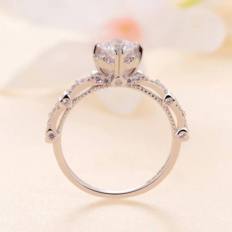 (kép) Pandora stílusú, páratlanul szép Moissanite gyűrű - MSR023 - Megtekintés 4
