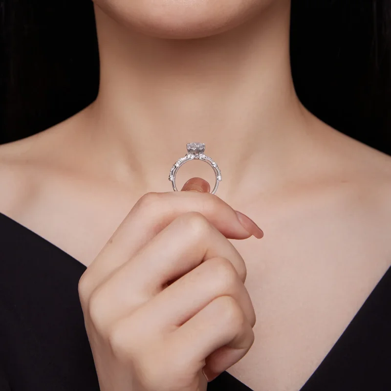 (kép) Pandora stílusú, páratlanul szép Moissanite gyűrű - MSR023 - Megtekintés 6
