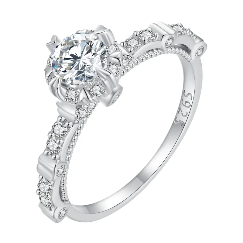 (kép) Pandora stílusú, páratlanul szép Moissanite gyűrű - MSR023 - Megtekintés 8
