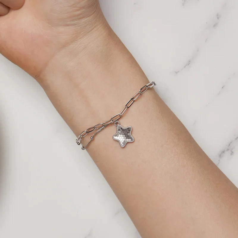 (kép) Pandora stílusú Ragyogó Csillag Láncos Karkötő - BSB137 - Megtekintés 6
