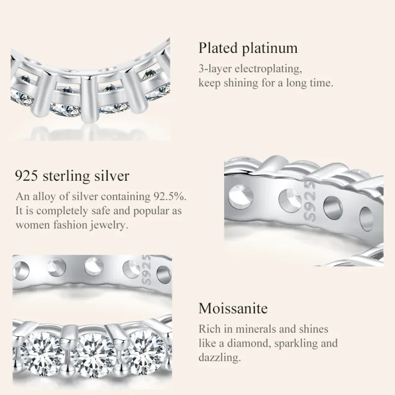 (kép) Pandora stílusú ragyogó moissanite gyűrű (egy tanúsítvánnyal) - MSR020 - Megtekintés 4