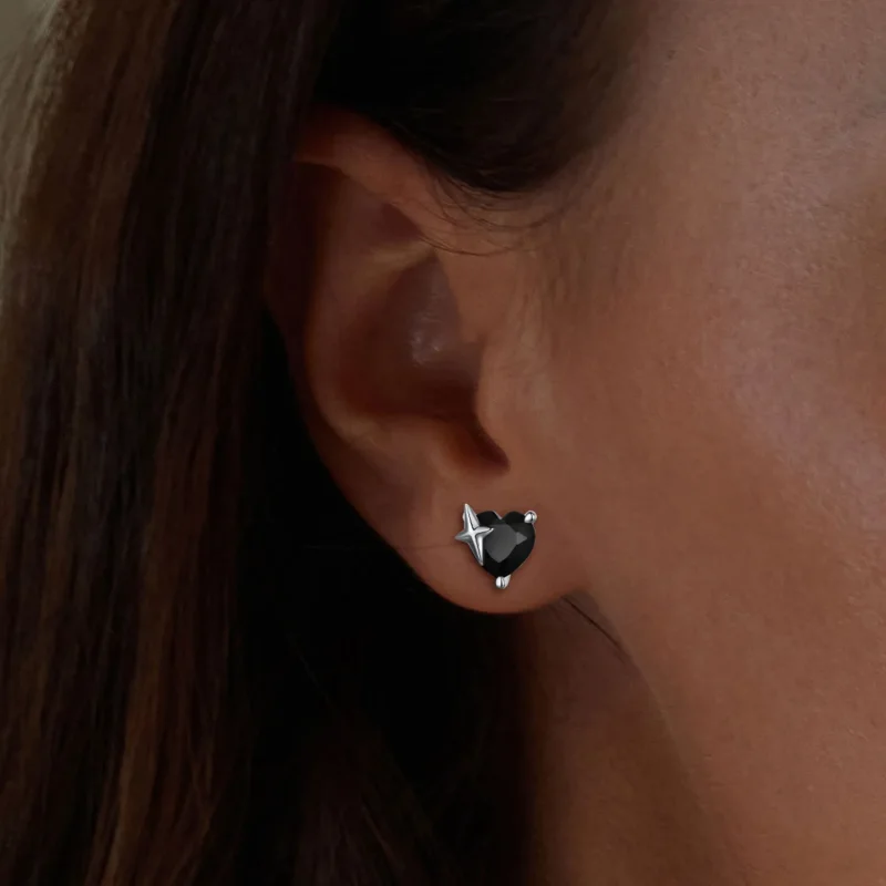 (kép) Pandora stílusú Retro Heart Studs fülbevaló - SCE1654 - Megtekintés 5