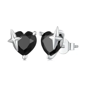 (kép) Pandora stílusú Retro Heart Studs fülbevaló - SCE1654