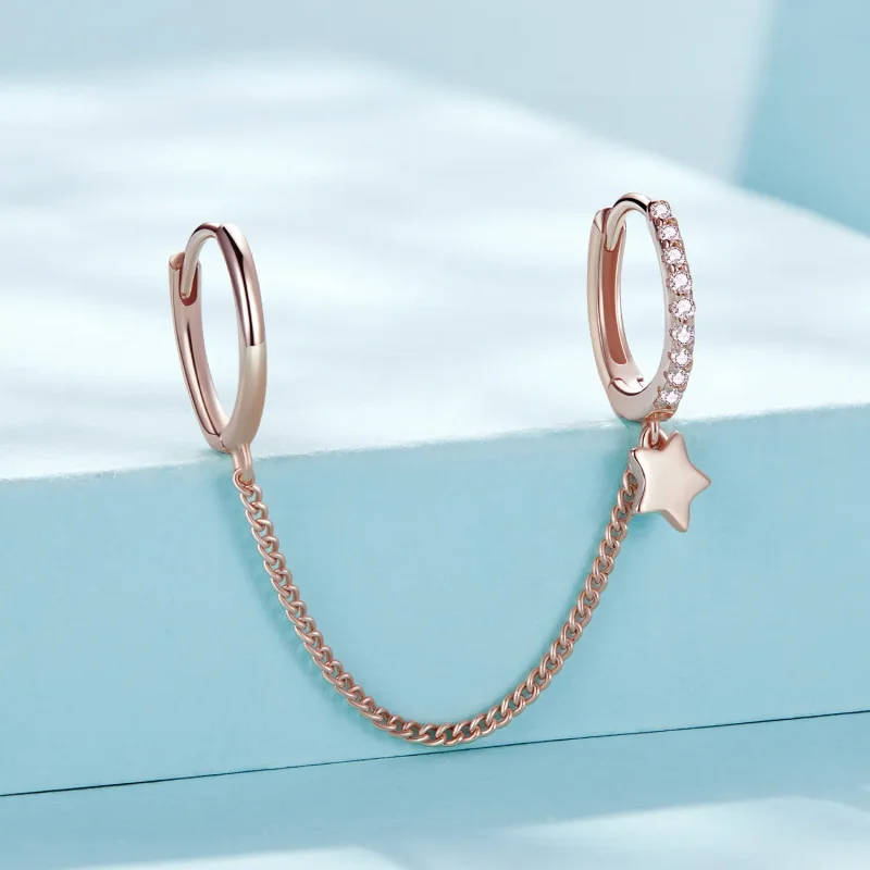 (kép) Pandora stílusú rózsaarany Astropath biztonsági lánc - SCE914-C - Megtekintés 2