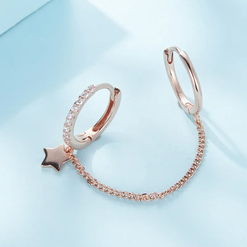 (kép) Pandora stílusú rózsaarany Astropath biztonsági lánc - SCE914-C - Megtekintés 3
