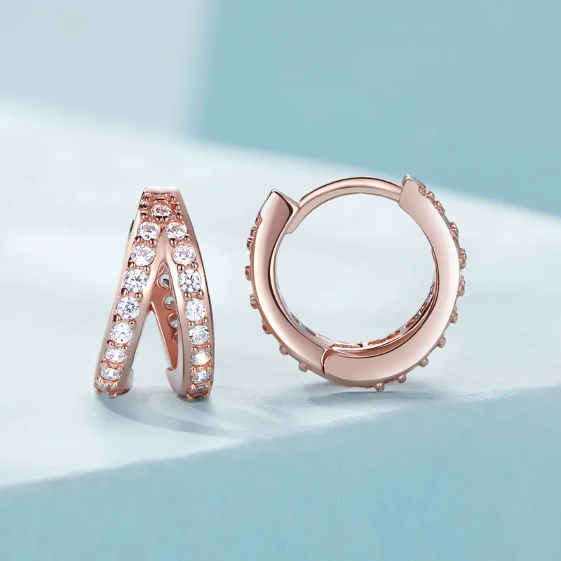 (kép) Pandora stílusú rózsaarany modern női fülbevalók - SCE1187-C - Megtekintés 2