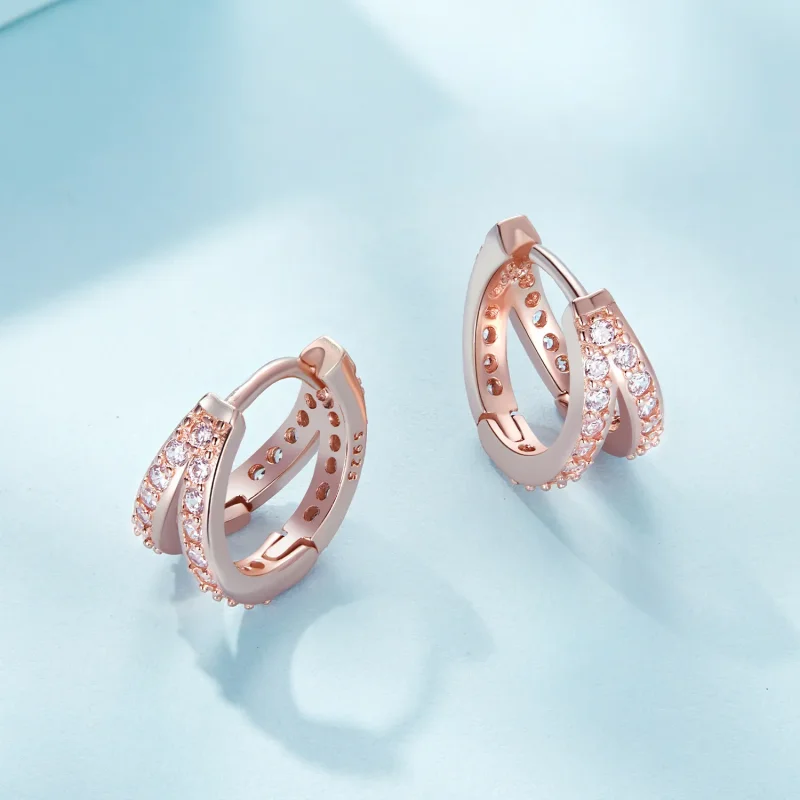(kép) Pandora stílusú rózsaarany modern női fülbevalók - SCE1187-C - Megtekintés 4