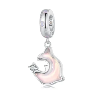 (kép) Pandora stílusú Rózsaszín Delfin lógó - SCC2639