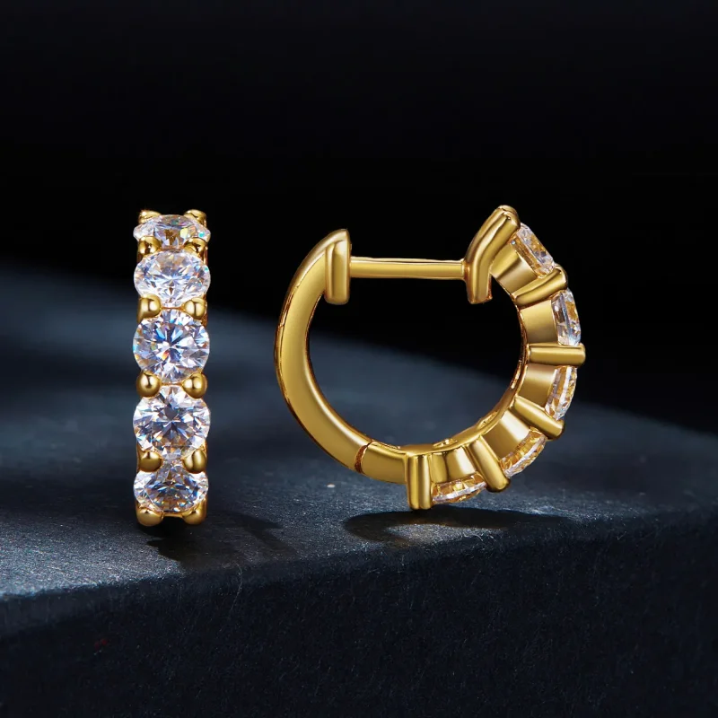 (kép) Pandora stílusú Shine Moissanite fülbevalók (egy tanúsítvány) - MSE005-B - Megtekintés 2