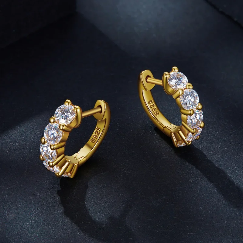 (kép) Pandora stílusú Shine Moissanite fülbevalók (egy tanúsítvány) - MSE005-B - Megtekintés 3