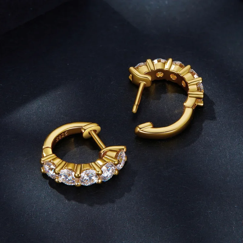 (kép) Pandora stílusú Shine Moissanite fülbevalók (egy tanúsítvány) - MSE005-B - Megtekintés 4